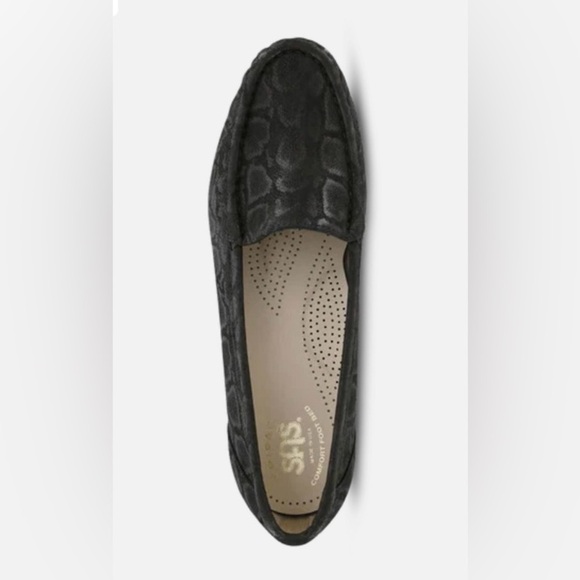 SAS Black Leather snake print Loafers Comfortable Flats - Picture 3 of 8